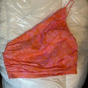 Zara One Shoulder Floral Crop Top